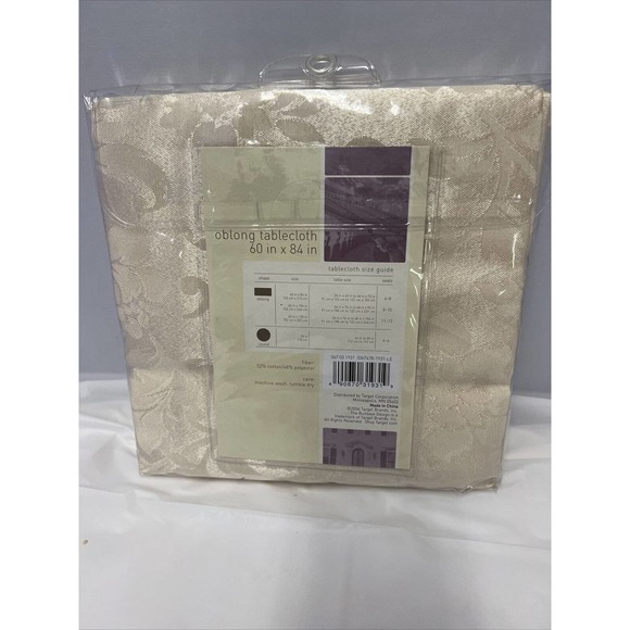 Classic Home Ivory/Gold cloth tablecloth 60x84 oblong Traditional Holiday - Picture 5 of 6